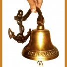 TITANIC 1912 SHIP BELL RE-CREATION BRONZE w ENGRAVED ANCHOR MOUNT & LANYARD ROPE