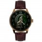 METALLIC GREEN SYMBOLIC CELTIC ART HOWLING WOLF SOLID BRASS 44 mm MENS WATCH