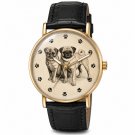 Vintage English Pugs 19th Century Sketch Solid Brass Dog Lover Unisex Watch Vintage English Pugs 19th Century Sketch Solid Brass Dog Lover Unisex Watch