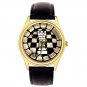1937 Antique Stone Rook Sepia Chess Art Solid Brass Collectible Jumbo 44mm Watch