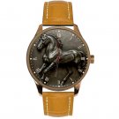 LEONARDO DA VINCI METALLIC BRONZE DIAL HORSE ART SOLID BRASS COLLECTIBLE WATCH LEONARDO DA VINCI METALLIC BRONZE DIAL HORSE ART SOLID BRASS COLLECTIBLE WATCH