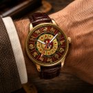 CHINESE ZODIAC CALENDAR ART IN RED & GOLD, GOOD LUCK QING DYNASTY ART MENS WATCH CHINESE ZODIAC CALENDAR ART IN RED & GOLD, GOOD LUCK QING DYNASTY ART MENS WATCH