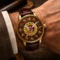 CHINESE ZODIAC CALENDAR ART IN RED & GOLD, GOOD LUCK QING DYNASTY ART MENS WATCH