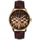 Chequered Chess Board with Staunton Pieces 44mm Eye-Catching Solid Brass Watch Chequered Chess Board with Staunton Pieces 44mm Eye-Catching Solid Brass Watch