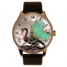 Winged Dragon Metallic Fantasy Art Handmade Dial Solid Brass Collectible Watch
