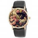 Vintage Black Flower Fairy Girl Lovely Fantasy Art Ladies Solid Brass Watch Vintage Black Flower Fairy Girl Lovely Fantasy Art Ladies Solid Brass Watch