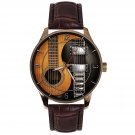 Acoustic Wooden Guitar Yin Yang Watch Collectible Gift for Guitarists Acoustic Wooden Guitar Yin Yang Watch Collectible Gift for Guitarists