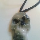 Skull Pendant Necklace Handcarved Dushan Jade #64 Goth Metal Punk Biker