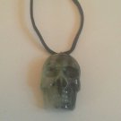 Skull Pendant Necklace Handcarved Dushan Jade #76 Goth Metal Punk Biker