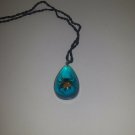 REAL Spider Drop Pendant Necklace in Blue Resin Spiny Back Orbweaver