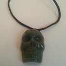 Skull Pendant/Necklace Handcarved Green Jasper #60 Goth Metal Punk Biker