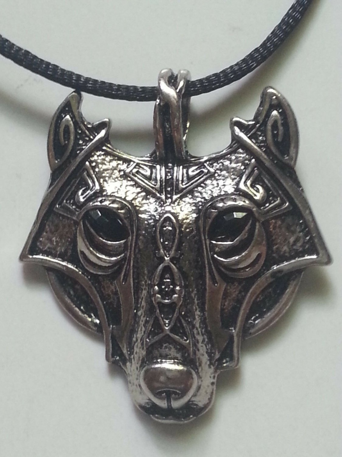 Viking Wolf Head Silver Pendant/Necklace Nordic Fenrir (Stainless Steel)