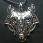Viking Wolf Head Silver Pendant/Necklace Nordic Fenrir (Stainless Steel)