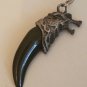 Wolf Tooth Keychain Keyring Silver Wolf Head on Black Yak Bone