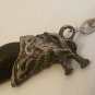 Wolf Tooth Keychain Keyring Silver Wolf Head on Black Yak Bone