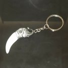 Elephant Tusk Keychain Keyring Silver Elephant Head on Yak Bone