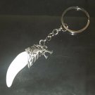Wolf Tooth Keychain Keyring Silver Wolf Head on Yak Bone