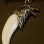 Wolf Tooth Keychain Keyring Silver Wolf Head on Yak Bone