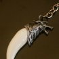 Wolf Tooth Keychain Keyring Silver Wolf Head on Yak Bone