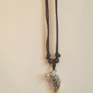 Wolf Tooth Pendant Necklace Silver Wolf Head on Yak Bone
