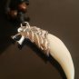 Wolf Tooth Pendant Necklace Silver Wolf Head on Yak Bone