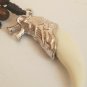 Wolf Tooth Pendant Necklace Silver Wolf Head on Yak Bone