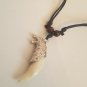 Wolf Tooth Pendant Necklace Silver Wolf Head on Yak Bone