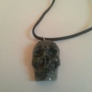 Skull Pendant Necklace Handcarved Dushan Jade #89 Goth Metal Punk Biker