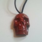 Skull Pendant/Necklace Handcarved Red Jasper #86 Goth Metal Punk Biker