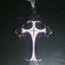 Purple Cross Pendant Necklace Stainless Steel Cross on Sterling Silver Chain