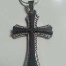 Black Silver Cross Pendant Necklace Stainless on Ball or Sterling Silver Chain