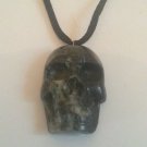 Skull Pendant Necklace Handcarved Dushan Jade #82 Goth Metal Punk Biker