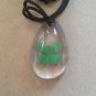 REAL Four Leaf Clover Pendant Necklace 4 Leaf in Clear Drop Resin Shamrock Irish