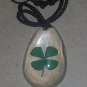 REAL Four Leaf Clover Pendant Necklace 4 Leaf in Clear Drop Resin Shamrock Irish