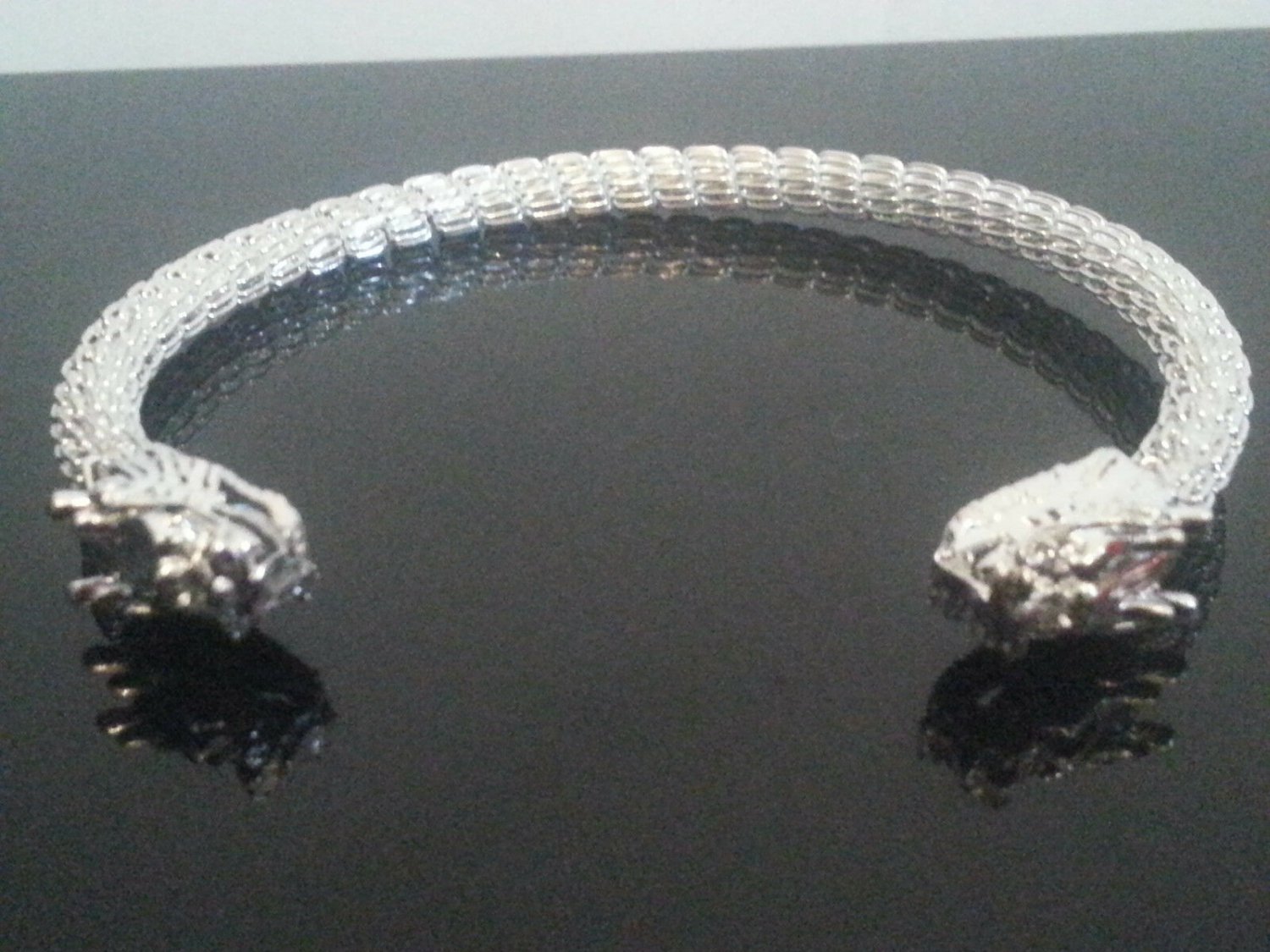 Silver Dragon Bangle Open Cuff Bracelet