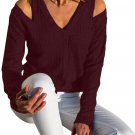 V Neck Cold Shoulder Top