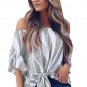 Off The Shoulder Vertical Stripes Blouse