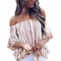 Off The Shoulder Vertical Stripes Blouse