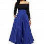 Retro High Waist Pleated Belted Maxi Skirt