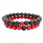 2pcs/set Women Men Agate Natural Lava Stone Strand Bracelet
