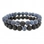 2pcs/set Women Men Agate Natural Lava Stone Strand Bracelet