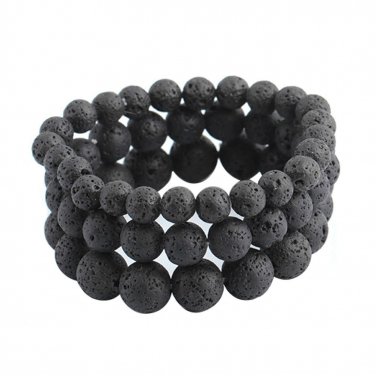 3pcs Volcanic Lava Stone Bracelet Retro Fashion Bead Men Women Jewelry Gift