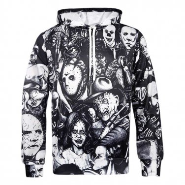 Unisex Autumn 3D Skull Print Couple Hoodies Men Loose Streetwear Plus Size