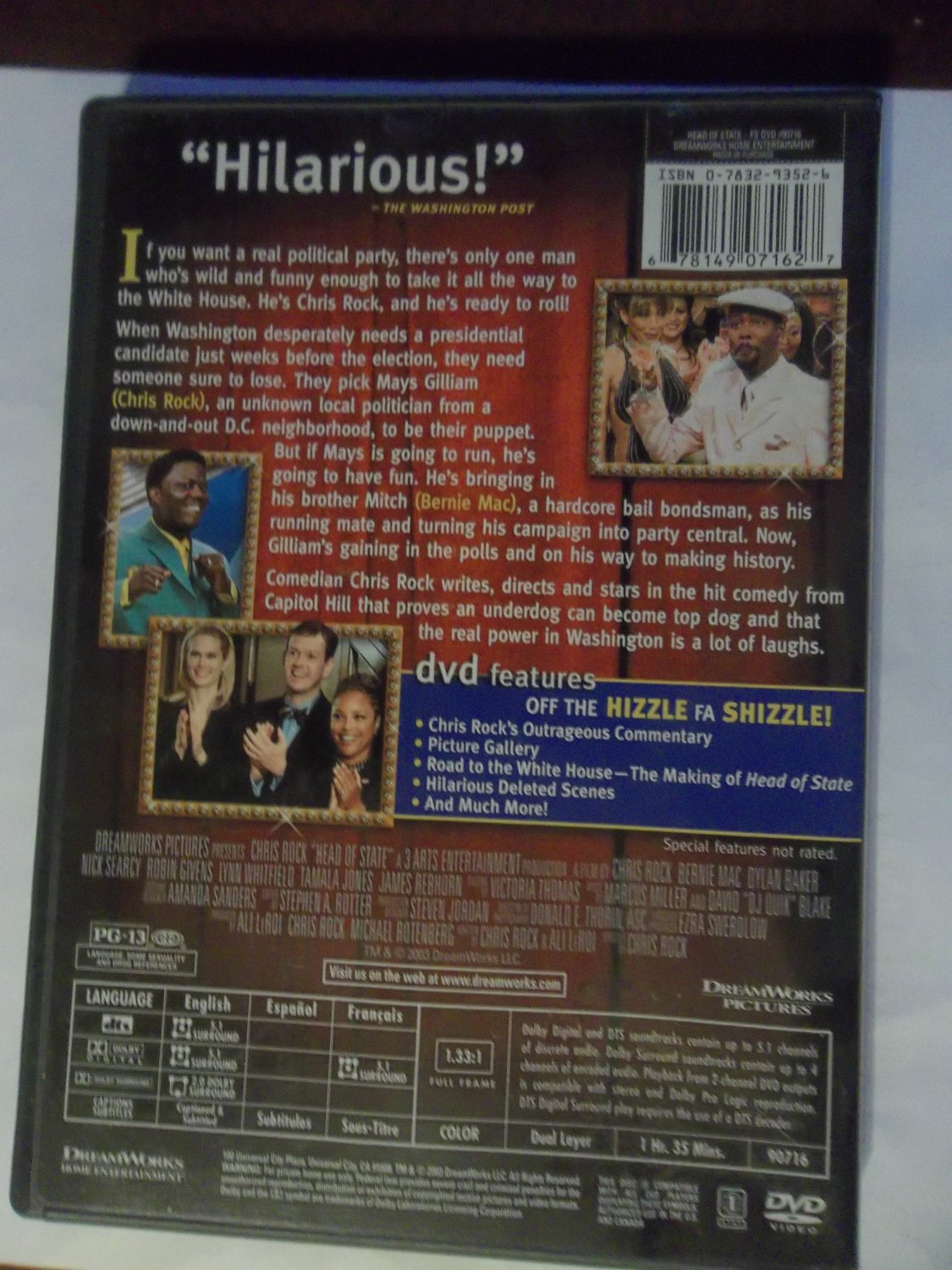 HEAD OF STATE (FREE DVD & FAST SHIPPING) CHRIS ROCK (ADULT COMEDY