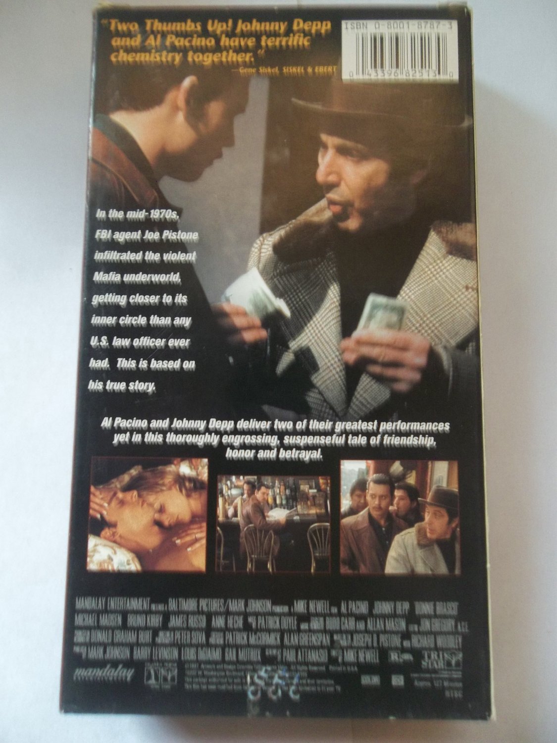 DONNIE BRASCO (VHS) AL PACINO, JOHNNY DEPP (TRUE STORY/DRAMA/THRILLER ...