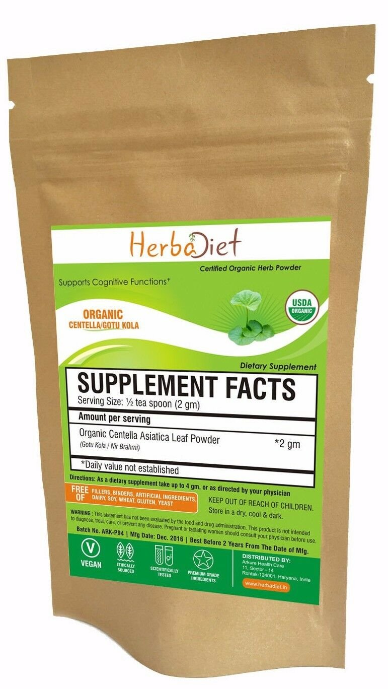 20 gm 100% Organic Centella Asiatica PURE Gotu Kola Leaf Powder For Anxiety, Calm Mind