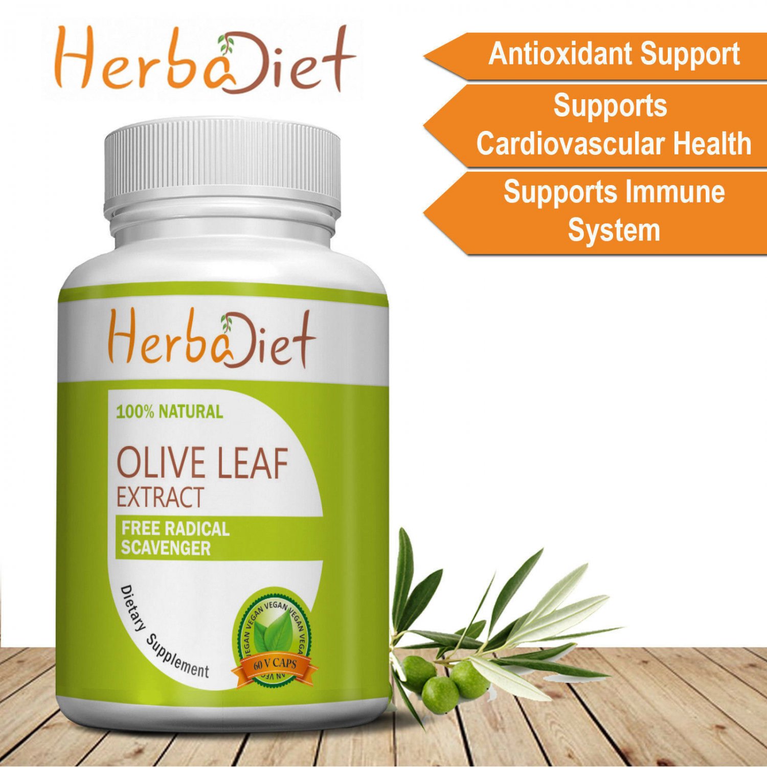 30 capsules Olive Leaf Extract Capsules HIGH STRENGTH 40% Oleuropein Immune Heart Support