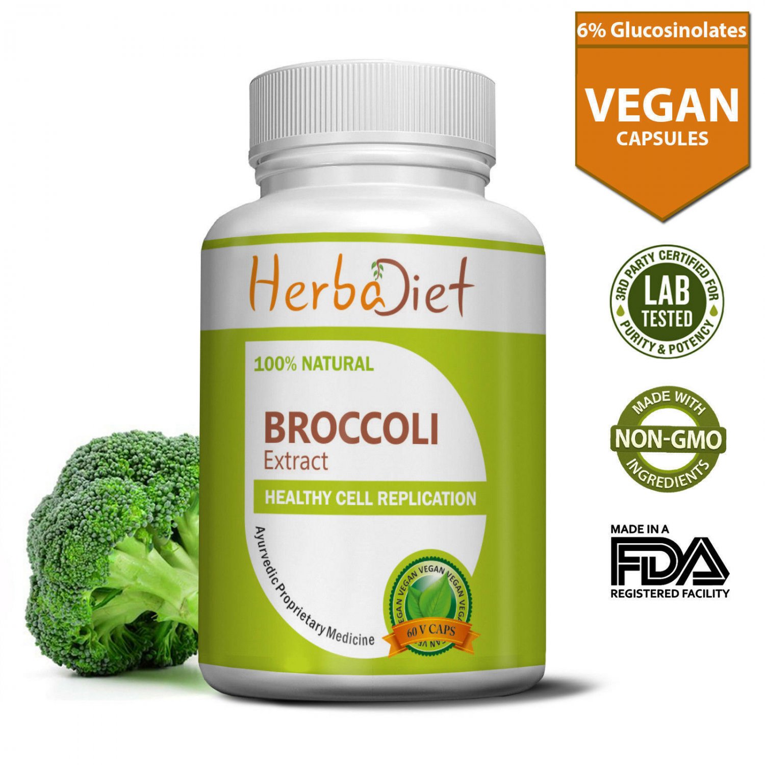 30 capsules PURE Broccoli Sprout 20:1 Extract Veg Capsules 0.3% SUFORAPHANE No Filler