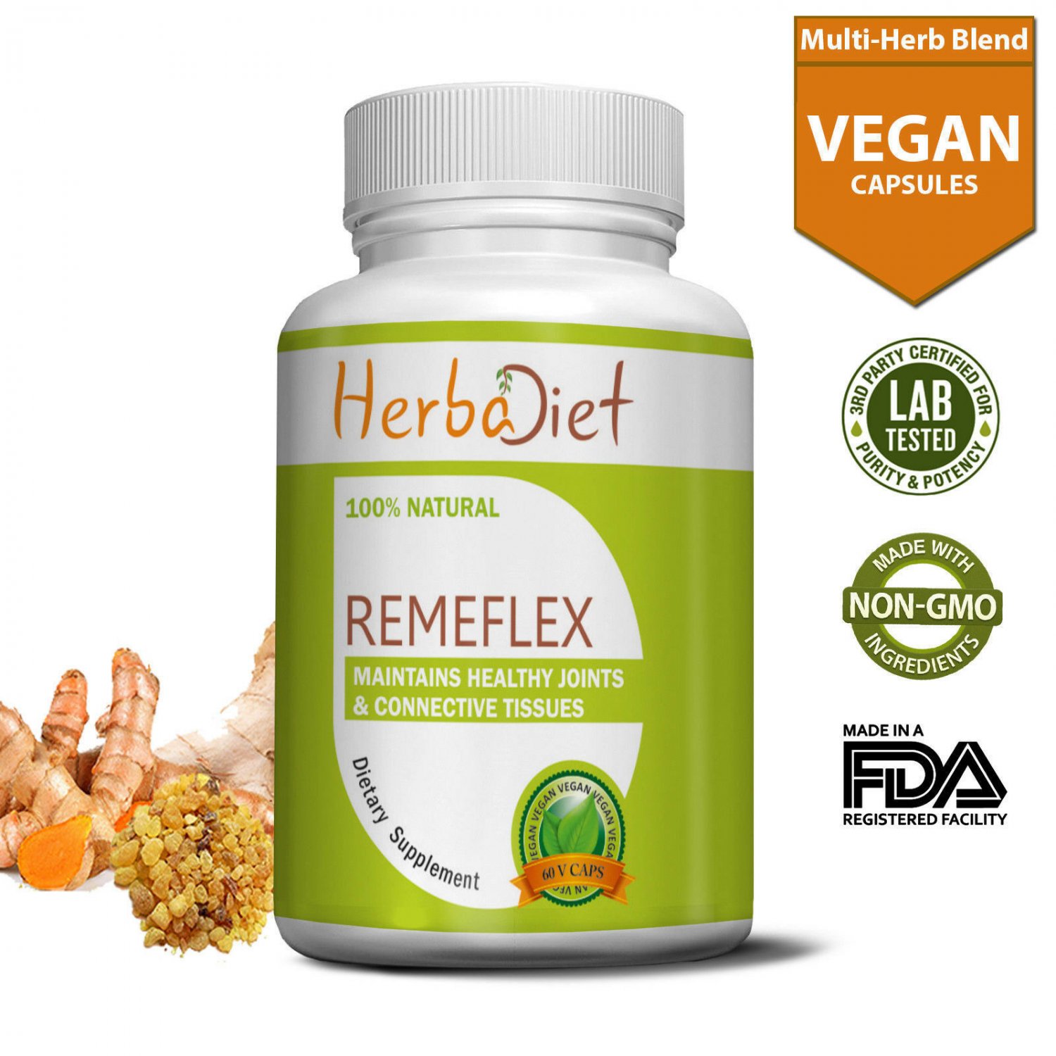 Joint Support Supplement Capsules 1 Month Supply w/- Curcumin, Boswellia, Ginger