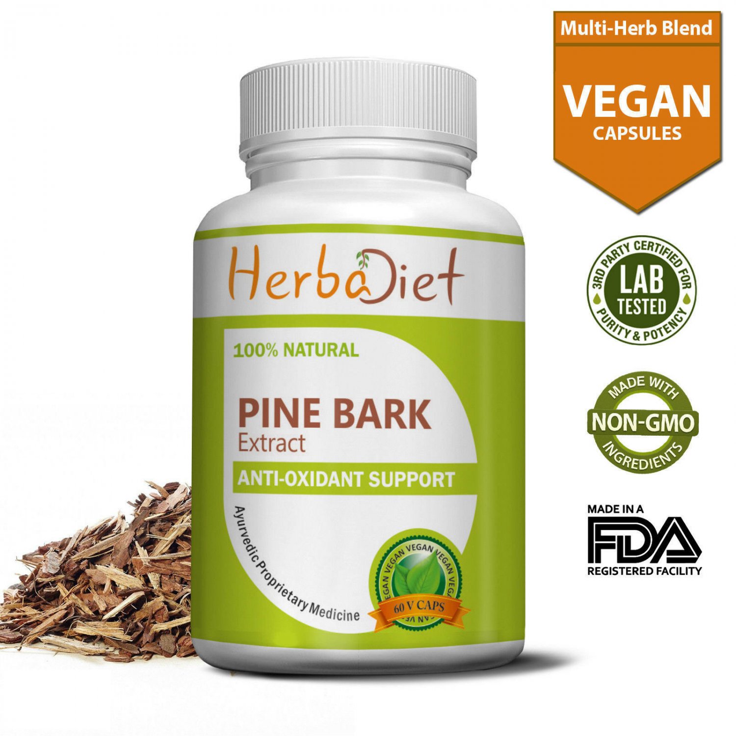 30 capsules Pine Bark Extract Veg Capsules 95% OPC Antioxidant Free Radical Protection